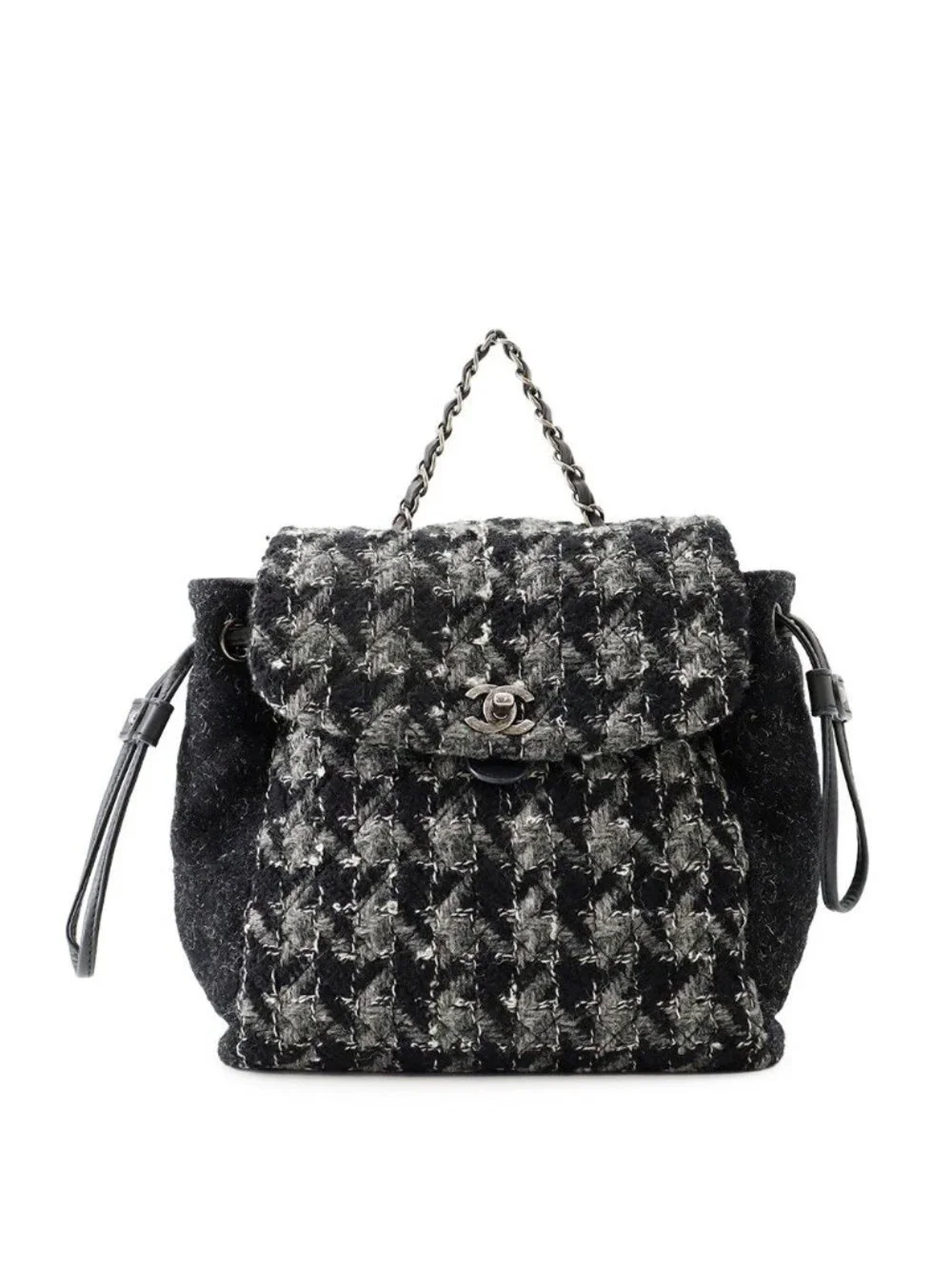 Chanel Backpack CC Logo Chain Tweed Black